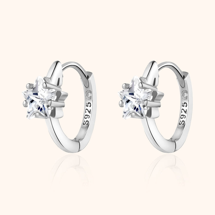 Creolen | Stern-Zirkonia | Sterling Silber | Langlebig | Stilvoll | Auffällig-Silber-Luzern Mode