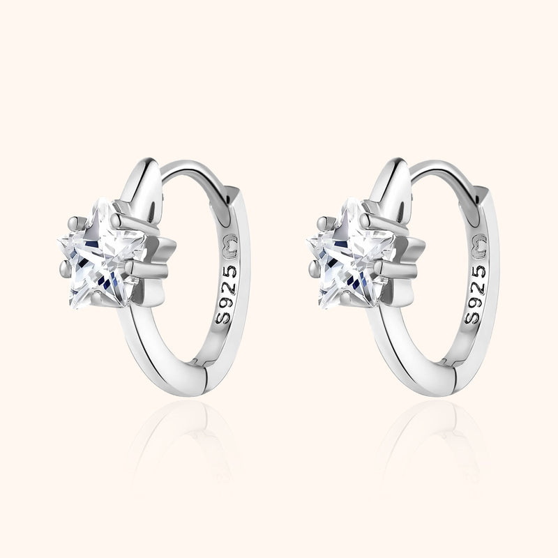Creolen | Stern-Zirkonia | Sterling Silber | Langlebig | Stilvoll | Auffällig-Silber-Luzern Mode