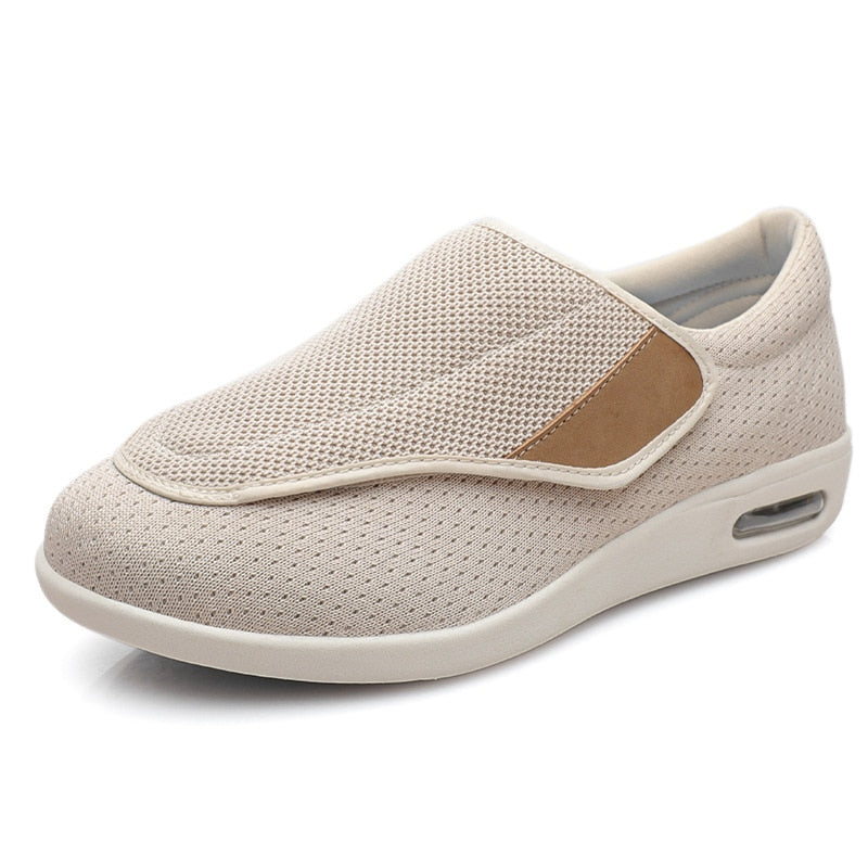 Herren Komfort-Sneaker mit Klettverschluss für Alltag-Beige-36-Luzern Mode
