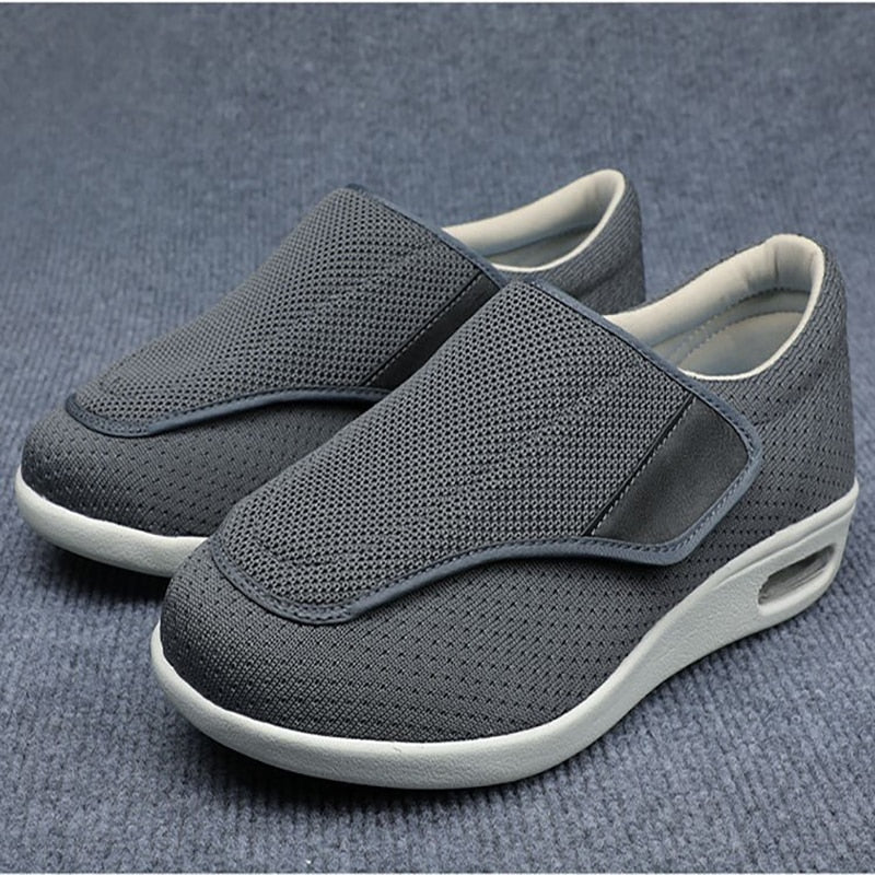 Herren Komfort-Sneaker mit Klettverschluss für Alltag-Dunkelgrau-36-Luzern Mode