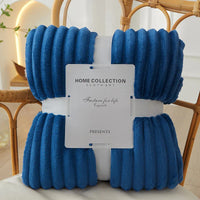 Flanell-Decke | Fleece Gestreift Weich Warm Komfortabel Vielseitig-Dunkelblau-100x150cm-Luzern Mode