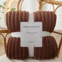 Flanell-Decke | Fleece Gestreift Weich Warm Komfortabel Vielseitig-Dunkelbraun-100x150cm-Luzern Mode