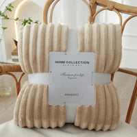 Flanell-Decke | Fleece Gestreift Weich Warm Komfortabel Vielseitig-Khaki-100x150cm-Luzern Mode