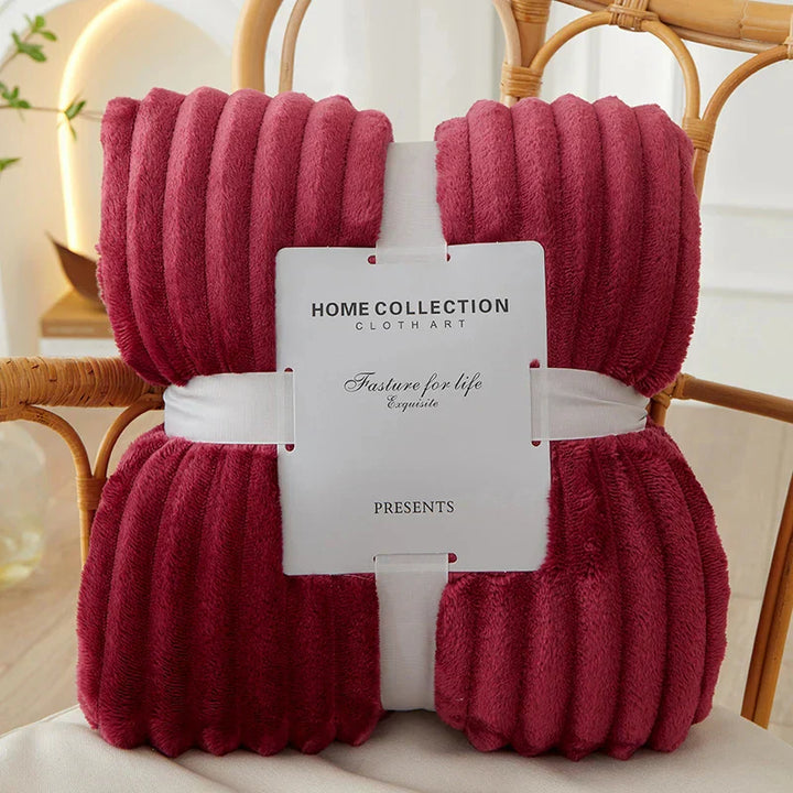 Flanell-Decke | Fleece Gestreift Weich Warm Komfortabel Vielseitig-Rot-100x150cm-Luzern Mode