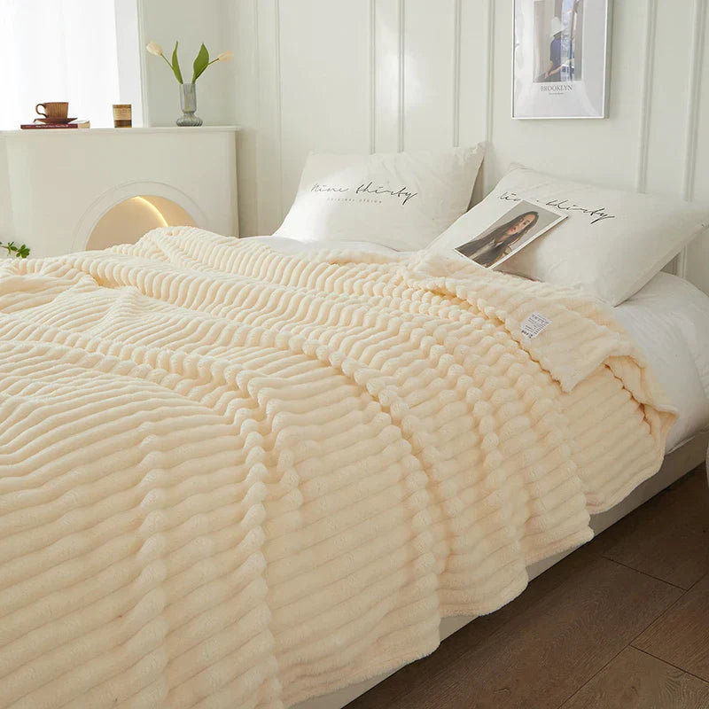 Flanell-Decke | Fleece Gestreift Weich Warm Komfortabel Vielseitig-Luzern Mode