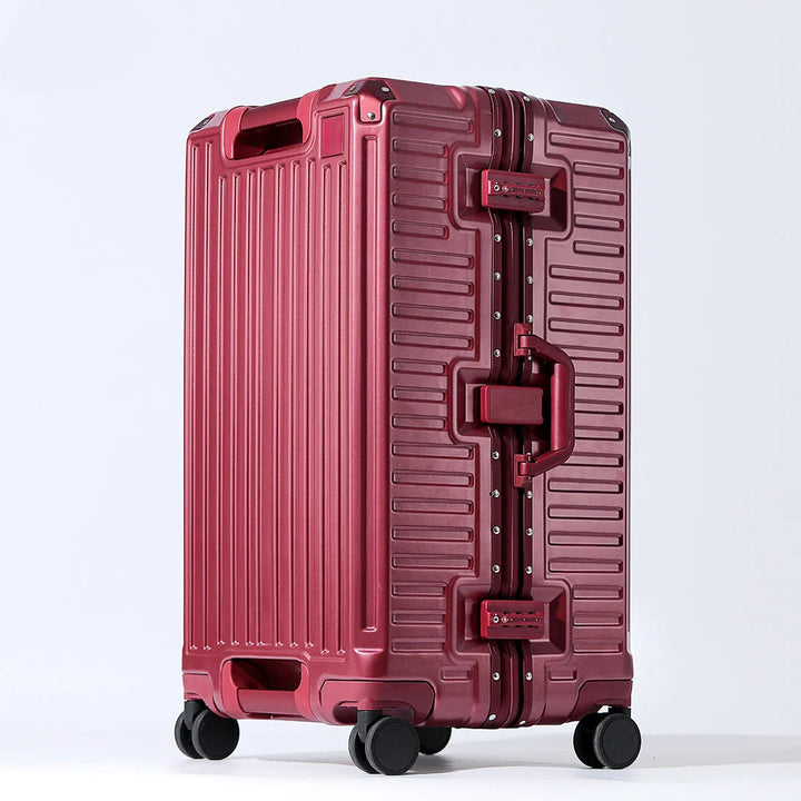 Hartschalenkoffer | Breiter Griff | Aluminium | Geräumig | Robust-Rot-S (45 L)-Luzern Mode