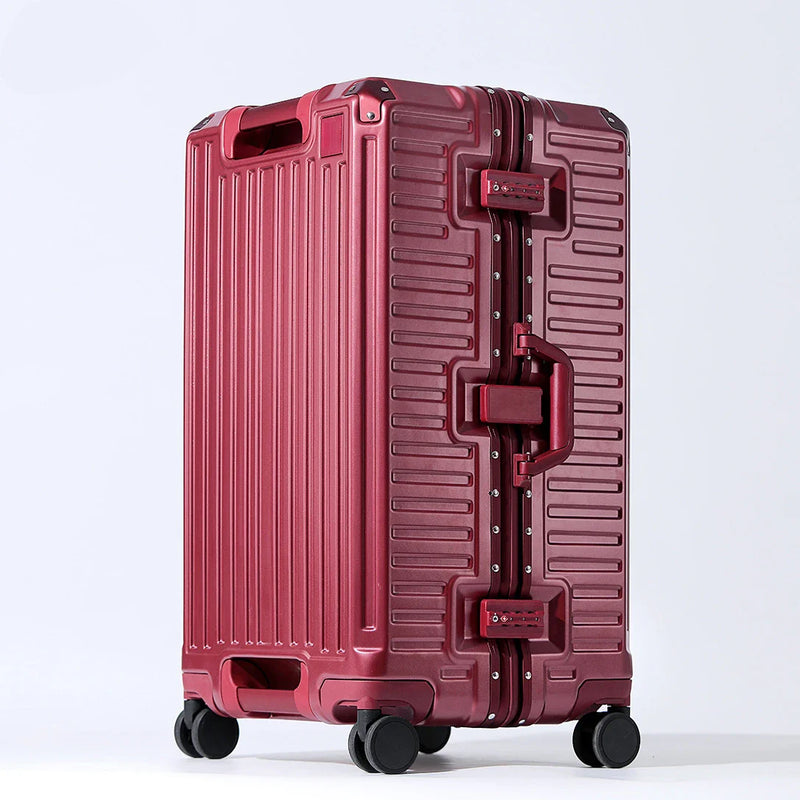 Hartschalenkoffer | Breiter Griff | Aluminium | Geräumig | Robust-Rot-S (45 L)-Luzern Mode