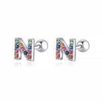 Buchstaben-Ohrringe | Farbige Einzigartige Dezente Langlebige Sterling-Silber-N-Silber-Luzern Mode