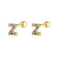 Buchstaben-Ohrringe | Farbige Einzigartige Dezente Langlebige Sterling-Silber-Z-Gold-Luzern Mode