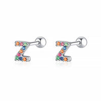 Buchstaben-Ohrringe | Farbige Einzigartige Dezente Langlebige Sterling-Silber-Z-Silber-Luzern Mode