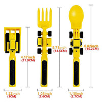 Kinderbesteck Set | Bulldozer Teller Gabel Löffel Langlebig Vielseitig-Set mit 3 Gabeln-Luzern Mode