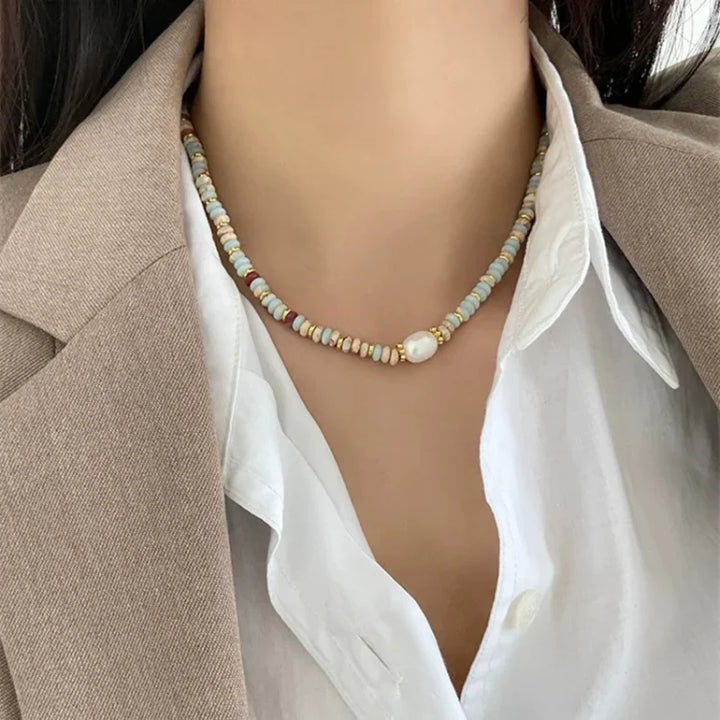 Edelstein-Schmuckset | Kette Armband Jaspis Bunt Einzigartig-Luzern Mode