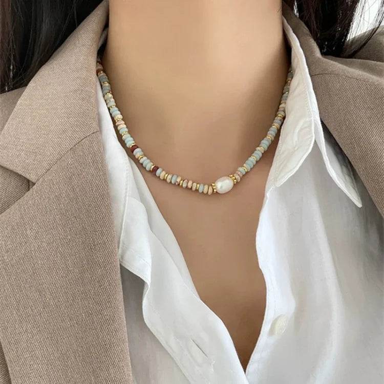 Edelstein-Schmuckset | Kette Armband Jaspis Bunt Einzigartig-Luzern Mode
