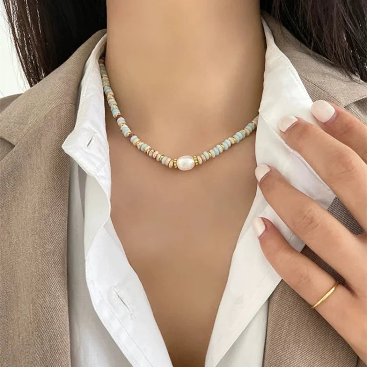 Edelstein-Schmuckset | Kette Armband Jaspis Bunt Einzigartig-Luzern Mode