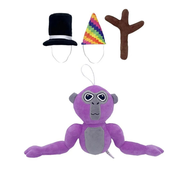 Gorilla-Plüschfigur | Bunt | Weich | Süß | Langlebig | Vielseitig-Gorilla mit lila Hut-Luzern Mode