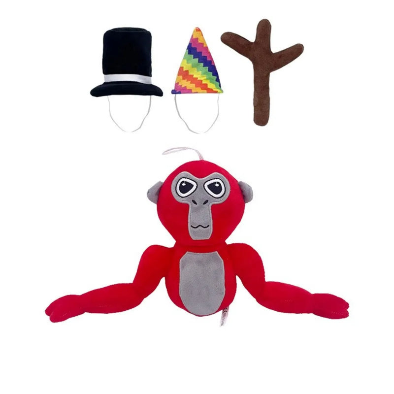 Gorilla-Plüschfigur | Bunt | Weich | Süß | Langlebig | Vielseitig-Gorilla mit rotem Hut-Luzern Mode