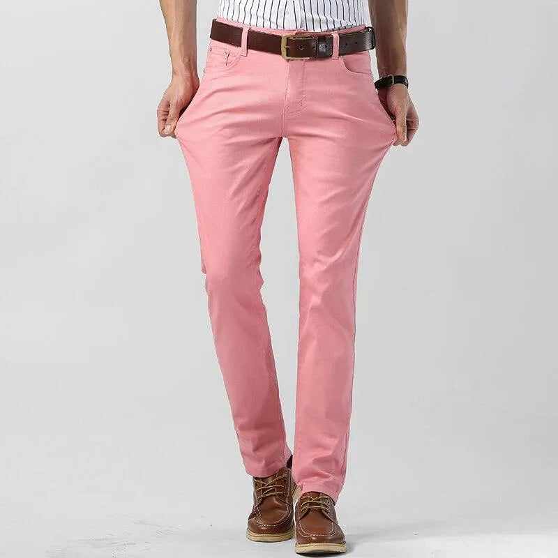 Bunte Herrenhose | Einfarbig | Reguläre Passform | Baumwolle | Stretch | Baumwolle-Luzern Mode