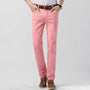 Bunte Herrenhose | Einfarbig | Reguläre Passform | Baumwolle | Stretch | Baumwolle-Rosa-28-Luzern Mode