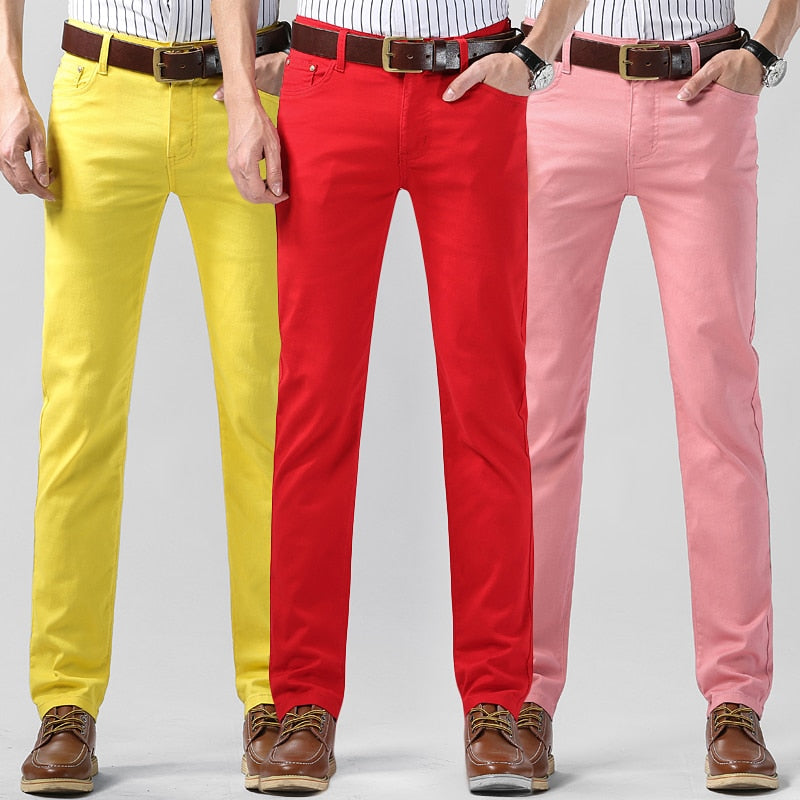 Bunte Herrenhose | Einfarbig | Reguläre Passform | Baumwolle | Stretch | Baumwolle-Luzern Mode