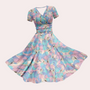 Bunte Midi-Kleid mit V-Ausschnitt – Selina