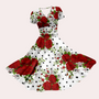 Bunte Midi-Kleid mit V-Ausschnitt – Selina