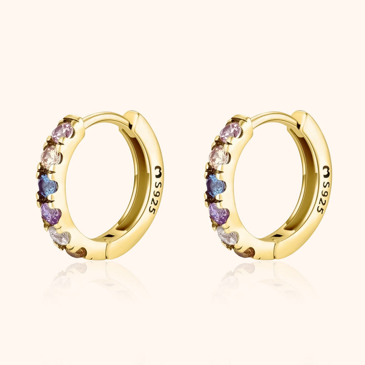Runde Ohrringe | Sterling-Silber Bunt Zirkonia Stilvoll Fröhlich-Gold-Luzern Mode