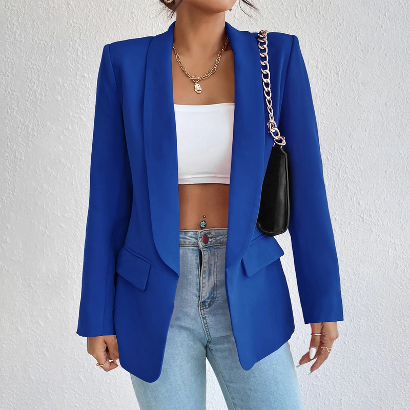 Damenblazer mit Kettendetail – Eleganter Business-Look-Blau-S-Luzern Mode
