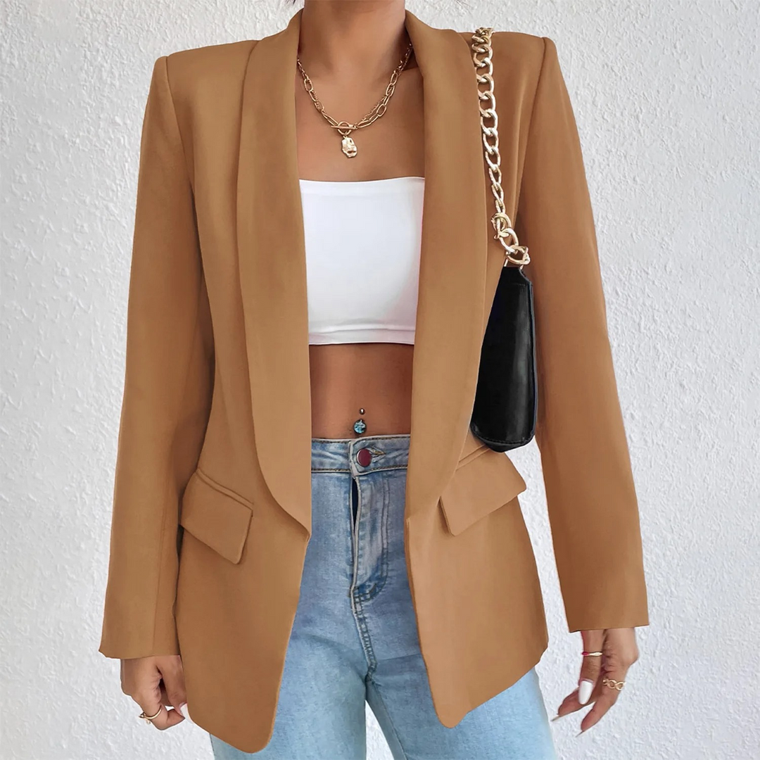 Damenblazer mit Kettendetail – Eleganter Business-Look-Dunkelbraun-S-Luzern Mode