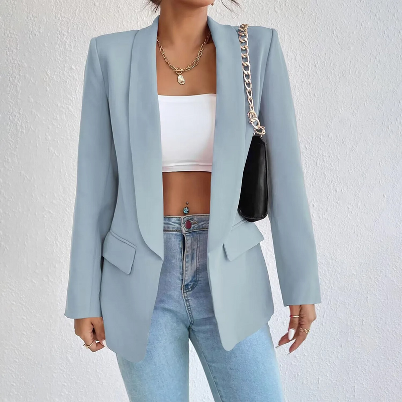 Damenblazer mit Kettendetail – Eleganter Business-Look-Hellblau-S-Luzern Mode