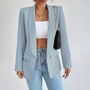 Damenblazer mit Kettendetail – Eleganter Business-Look-Hellblau-S-Luzern Mode