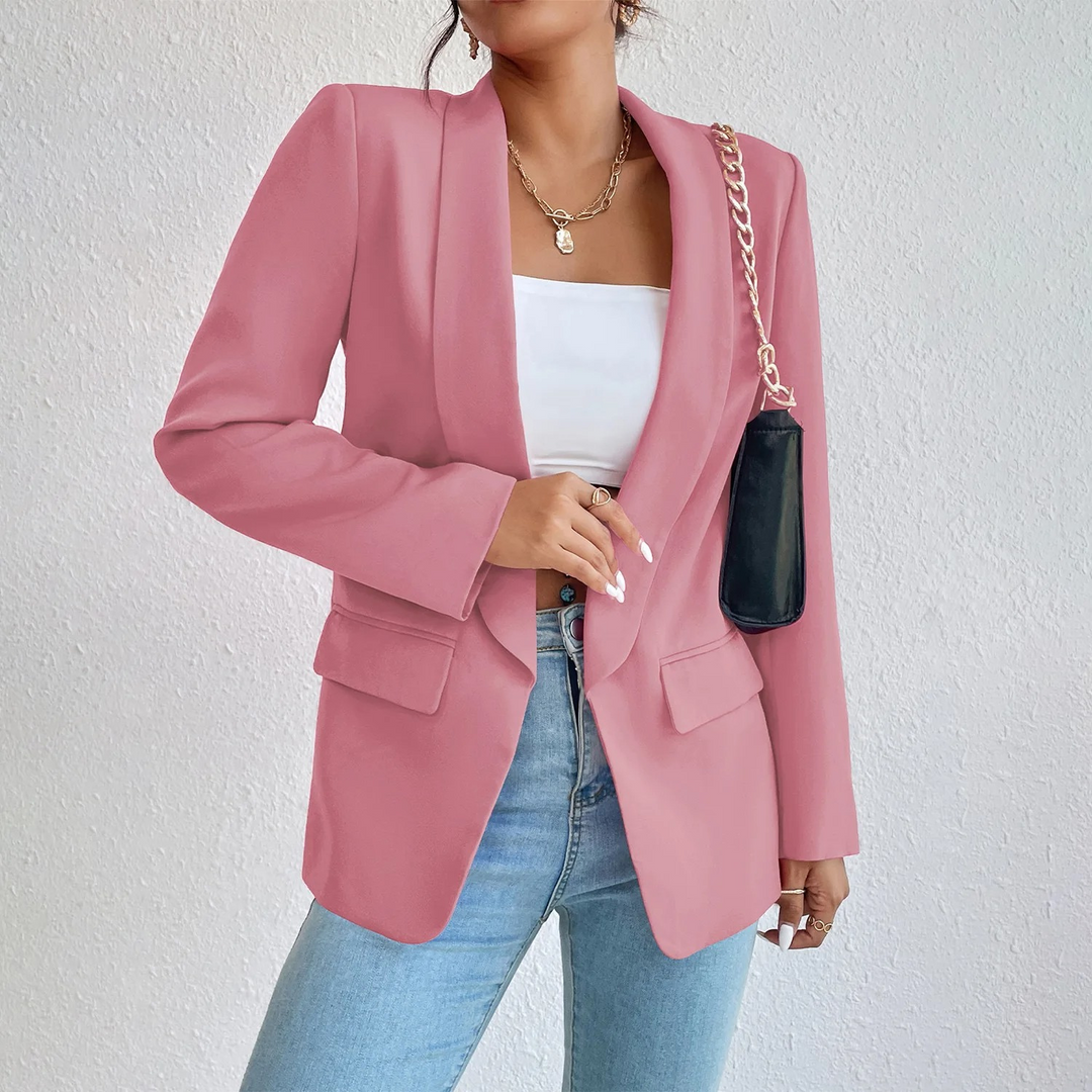 Damenblazer mit Kettendetail – Eleganter Business-Look-Hellrosa-S-Luzern Mode