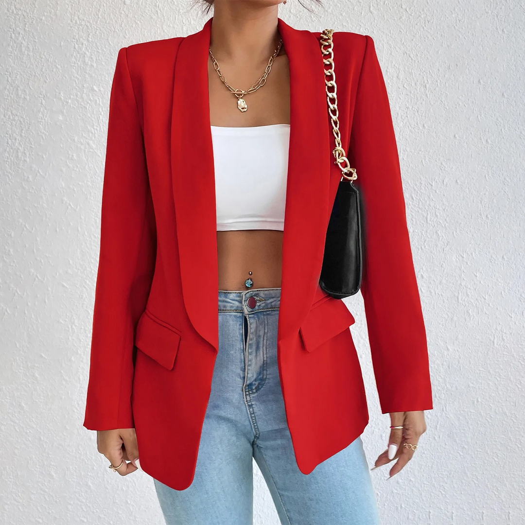 Damenblazer mit Kettendetail – Eleganter Business-Look-Rot-S-Luzern Mode