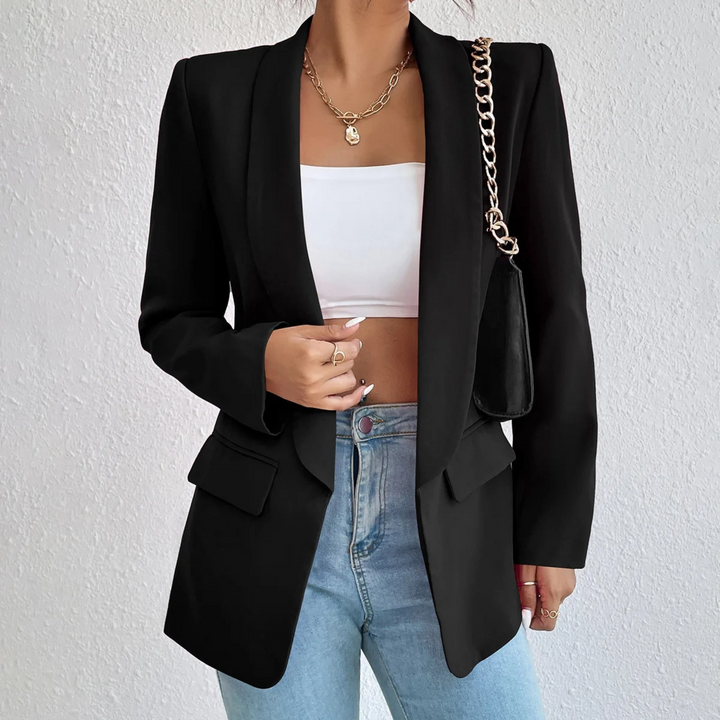 Damenblazer mit Kettendetail – Eleganter Business-Look-Schwarz-S-Luzern Mode