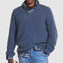 Herren Strickpullover mit Reißverschluss und Hemd-Design-Blau-S-Luzern Mode