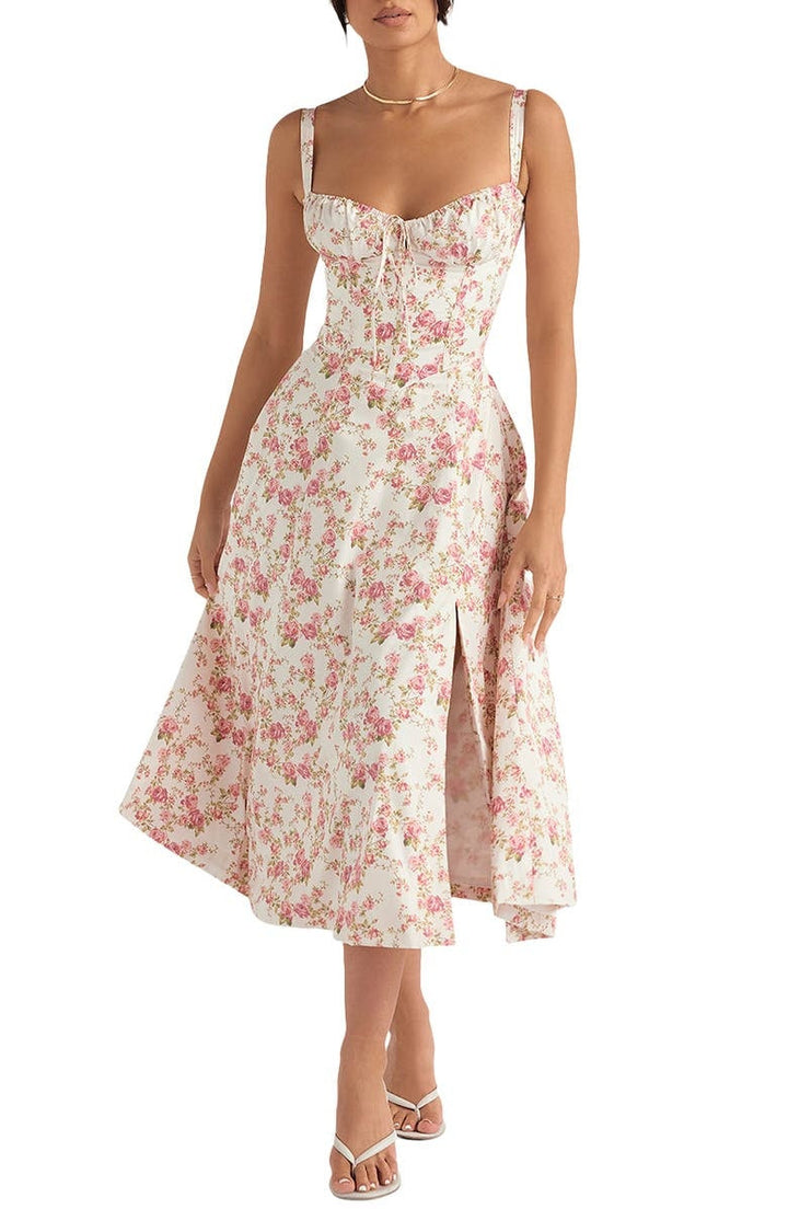 Sommerkleid | Ärmellos | Bustier | Kordelzug | Herz-Ausschnitt | Seitenschlitz-Luzern Mode
