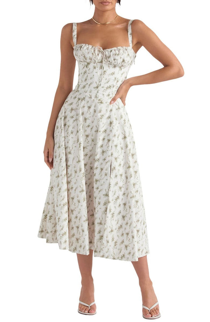 Sommerkleid | Ärmellos | Bustier | Kordelzug | Herz-Ausschnitt | Seitenschlitz-Luzern Mode