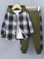 2-teiliges Jungen-Set Jordy mit kariertem Herbst-Hoodie und Jogginghose