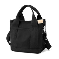 Kleine Canvas Handtasche mit Schulterriemen für Damen-Schwarz-Luzern Mode