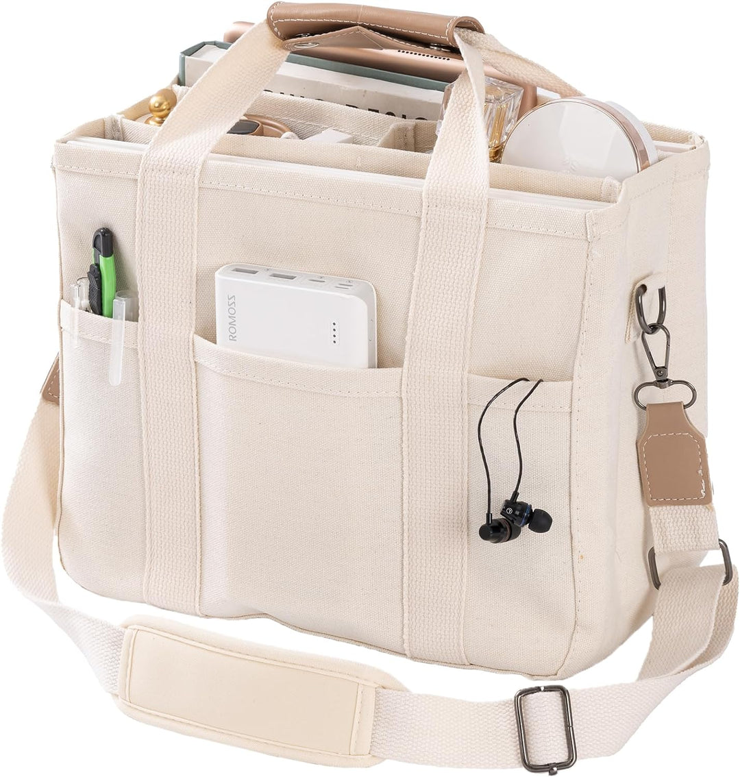 Große Damenhandtasche mit vielen Fächern für Alltag-Beige-Luzern Mode