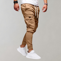 Herren Cargo-Hose | Lang | Schmale Passform | Uni | Kordelzug | Taschen-Luzern Mode
