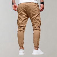 Herren Cargo-Hose | Lang | Schmale Passform | Uni | Kordelzug | Taschen-Luzern Mode