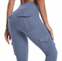 Damen Sport Leggings mit Taschen für Fitness und Yoga-Blau-XS-Luzern Mode