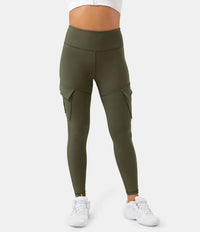 Damen Sport Leggings mit Taschen für Fitness und Yoga-Grün-XS-Luzern Mode