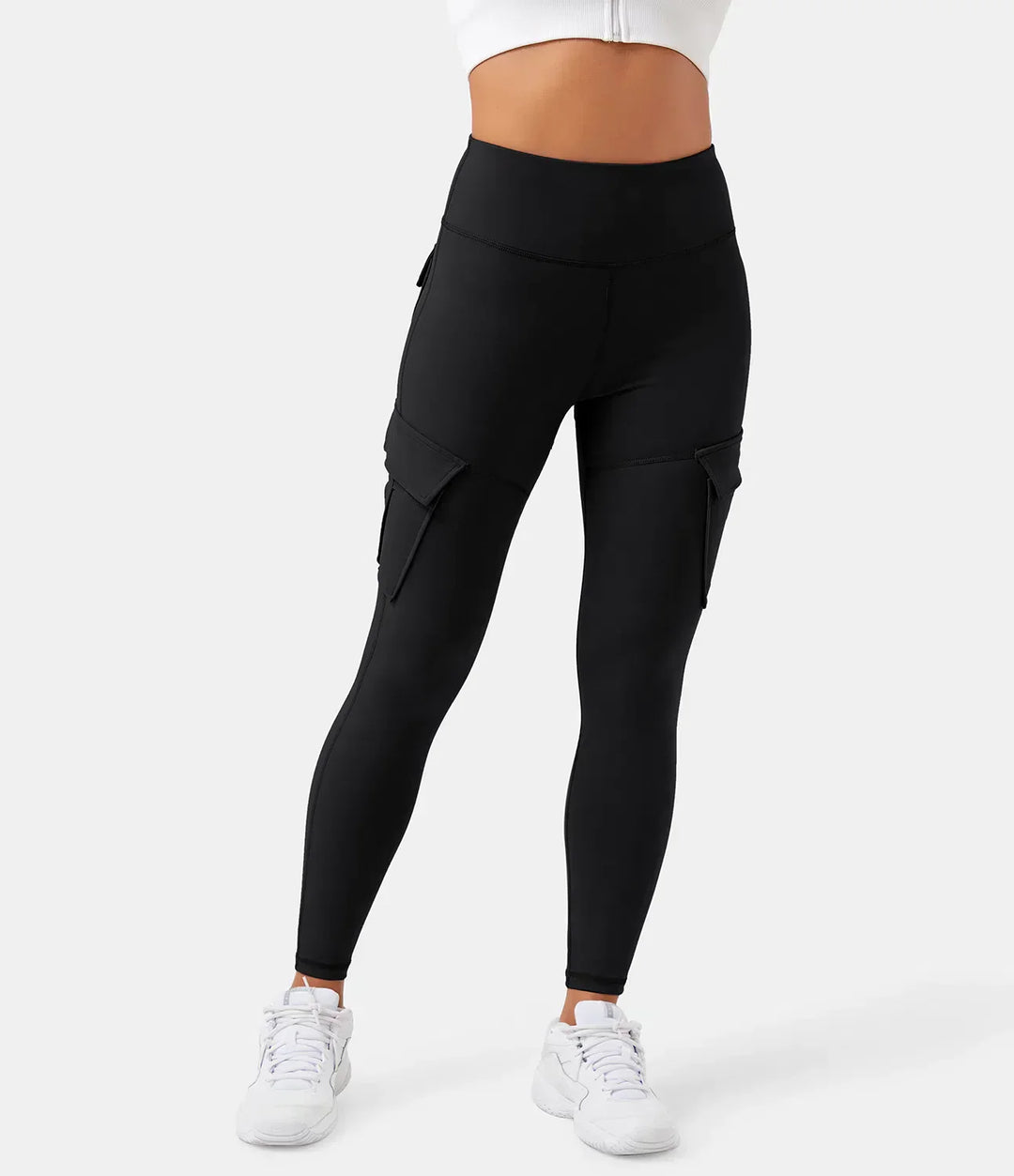 Damen Sport Leggings mit Taschen für Fitness und Yoga-Schwarz-XS-Luzern Mode