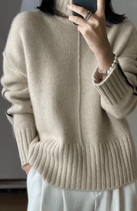 Weicher Kaschmirmix Damenpullover mit Stehkragen – Liv