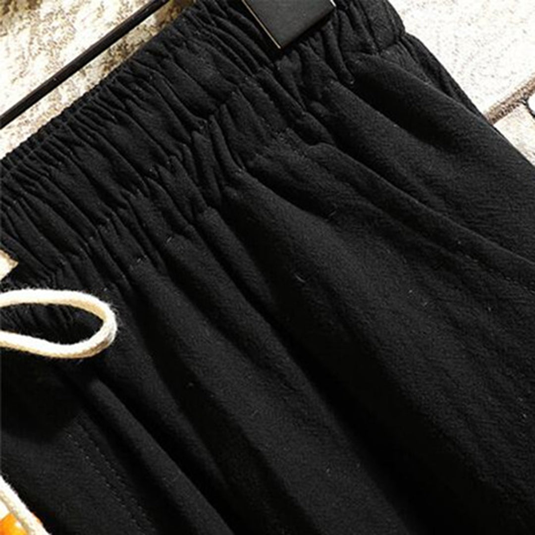 Herren Leinen Pyjama Set mit Stehkragen und Kordelzug-Luzern Mode