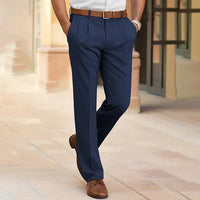 Herren Businesshose mit Falten - Elegante Anzughose-Dunkelblau-XS-Luzern Mode