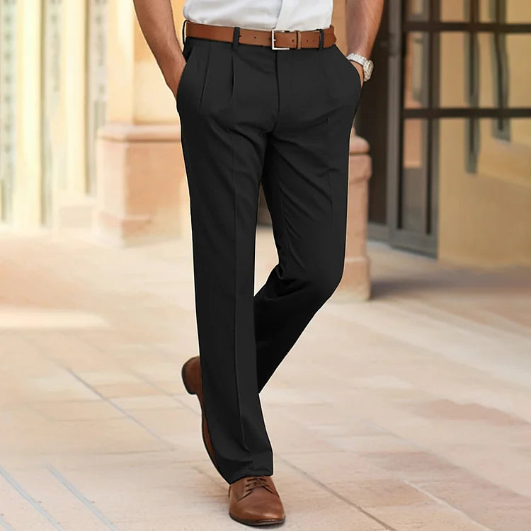 Herren Businesshose mit Falten - Elegante Anzughose-Schwarz-XS-Luzern Mode
