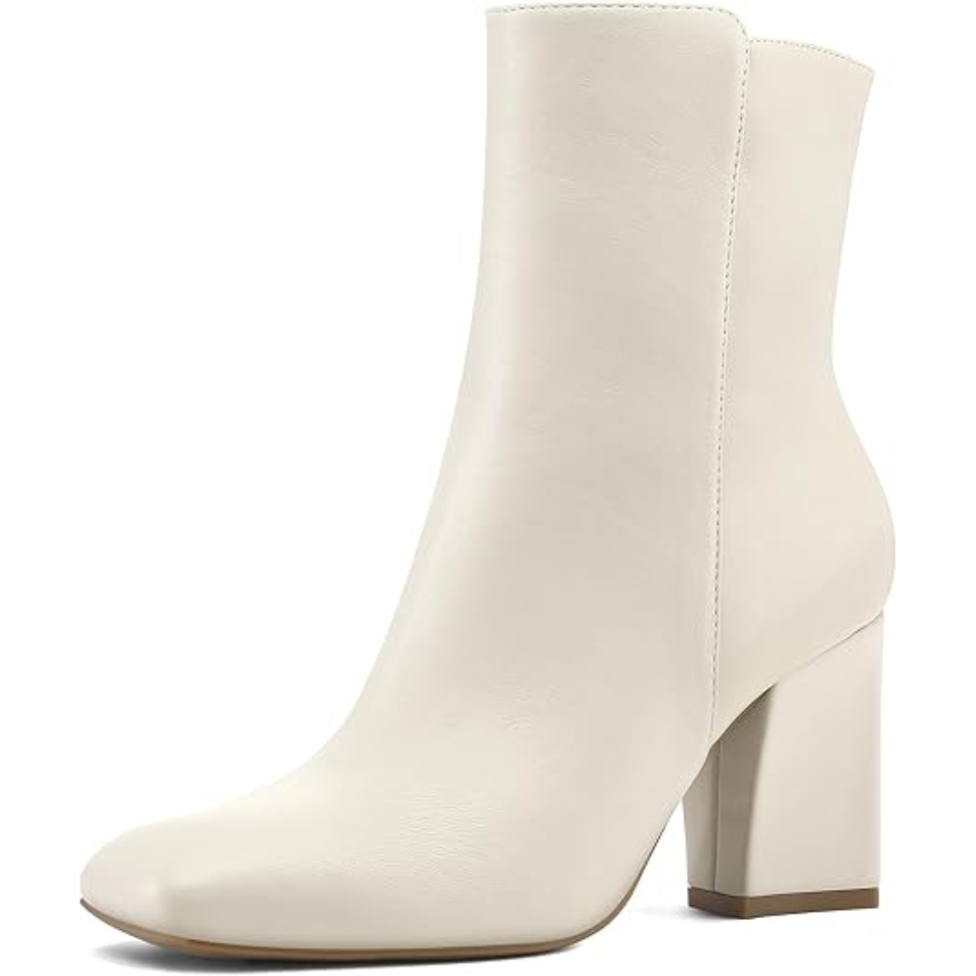 Damen Wildleder Stiefelette mit Blockabsatz für Herbst-Creme PU-36-Luzern Mode