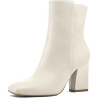 Damen Wildleder Stiefelette mit Blockabsatz für Herbst-Creme PU-36-Luzern Mode